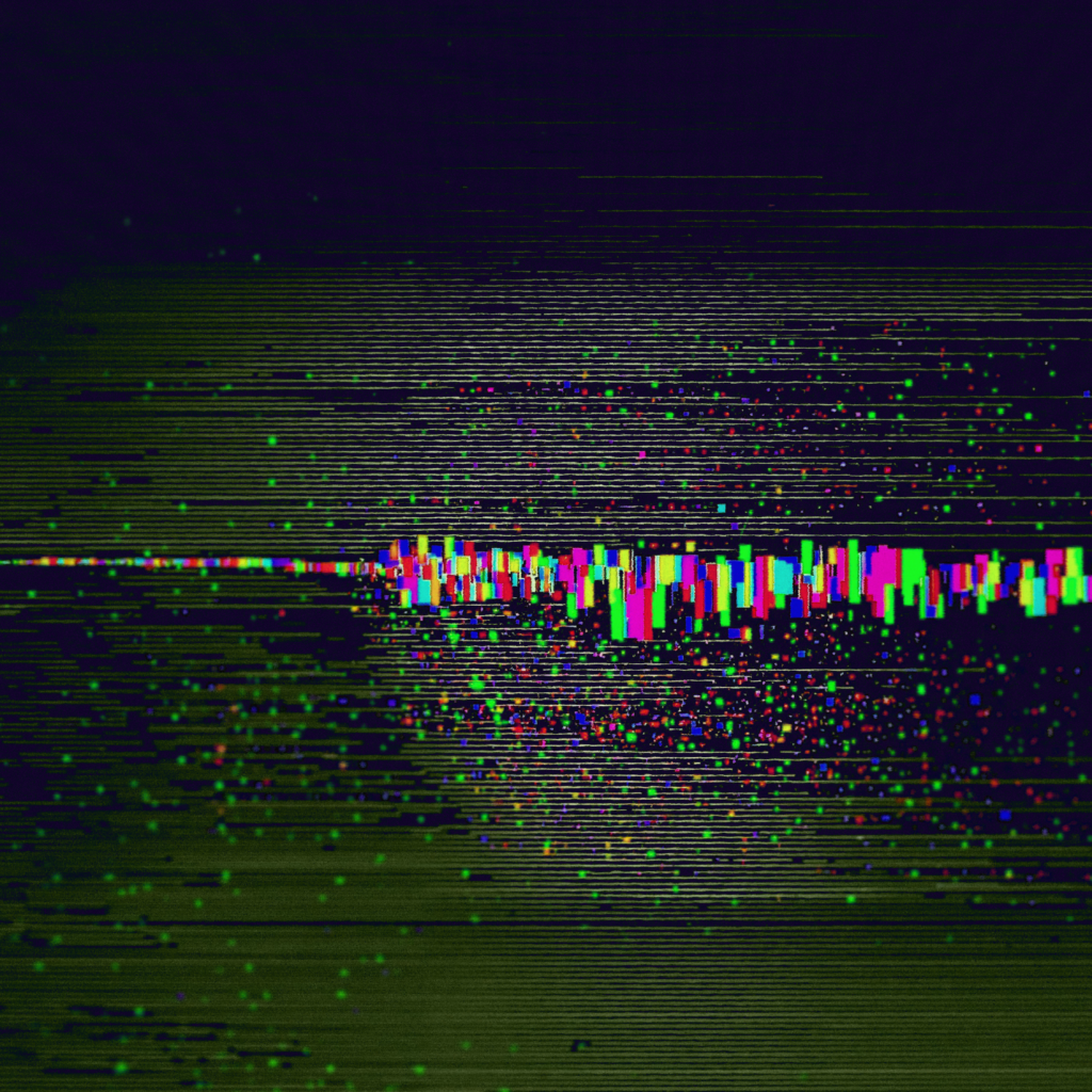 colorful glitchy background, disruption and distortion